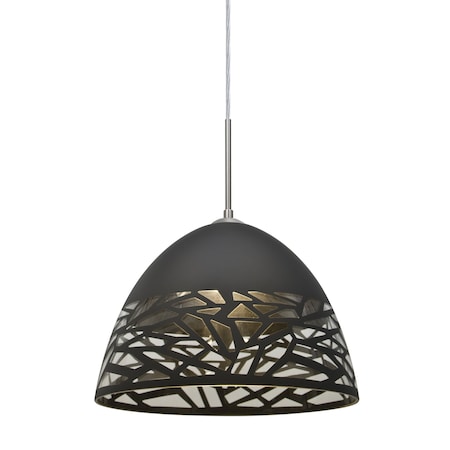 Besa Lighting Kiev Cord Pendant, Black, Satin Nickel, 1x9W LED 1JT-KIEVBK-LED-SN